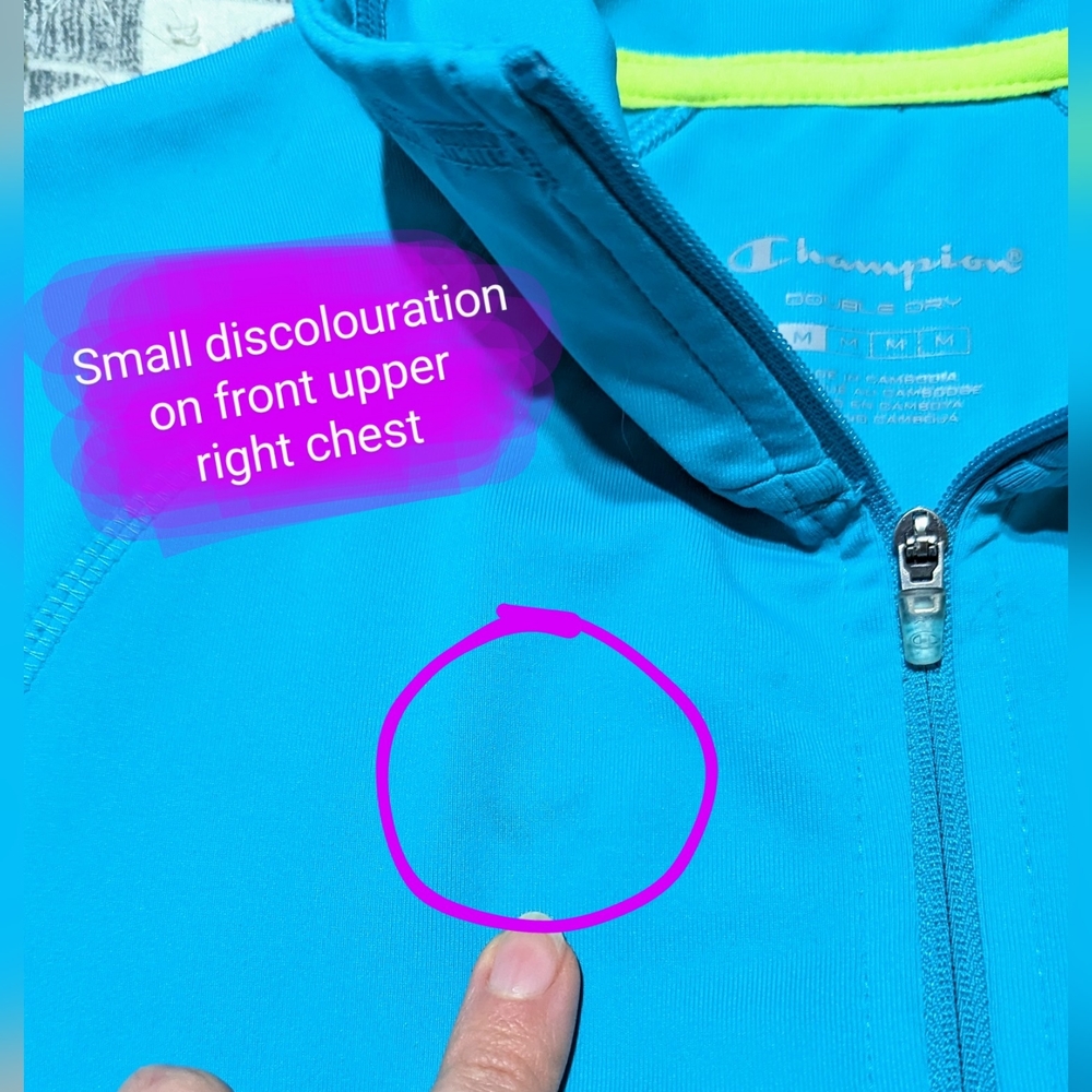 Champion Blue Teal/Turquoise Full Zip Mock Neck Running Jacket Size Medium GUC - Picture 2 of 12